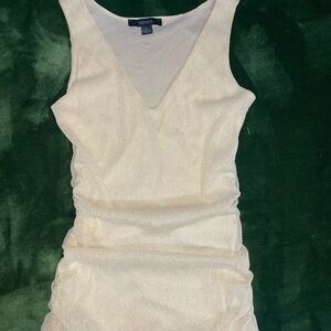 Express Cream V-Neck Top